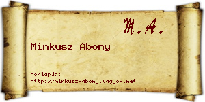Minkusz Abony névjegykártya